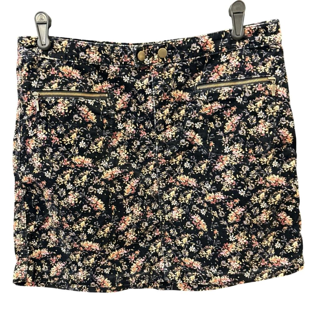 Mossimo Supply Co Corduroy Mini Skirt Blue Floral Women’s Sz 10 Zippered Pockets